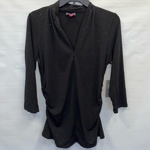 Vince Camino Blouse Women’s Medium Black Glitter Long Sleeve Pullover NWT
